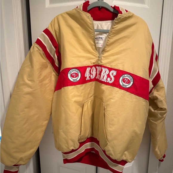 49ers vintage Red and Tan Pullover Jacket - Picture 1 of 4